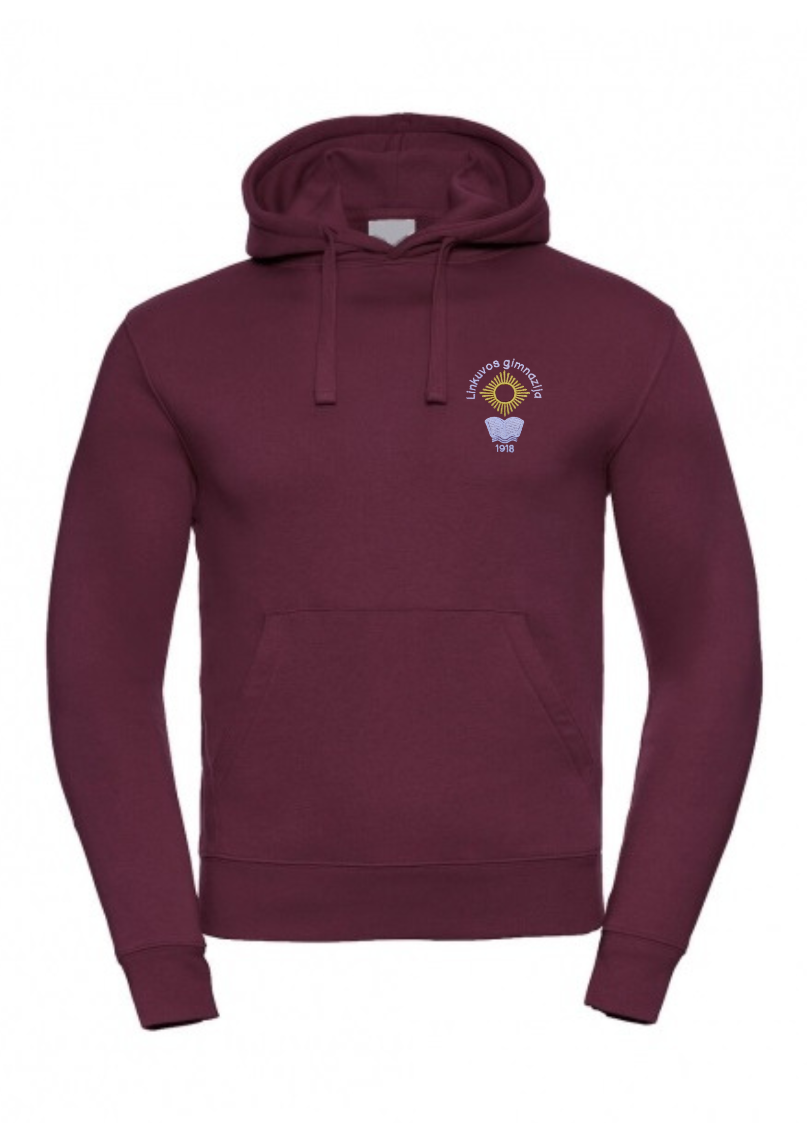 Džemperis su gobtuvu su užrašu