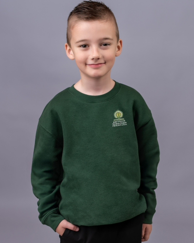 Džemperis be gobtuvo su užrašu