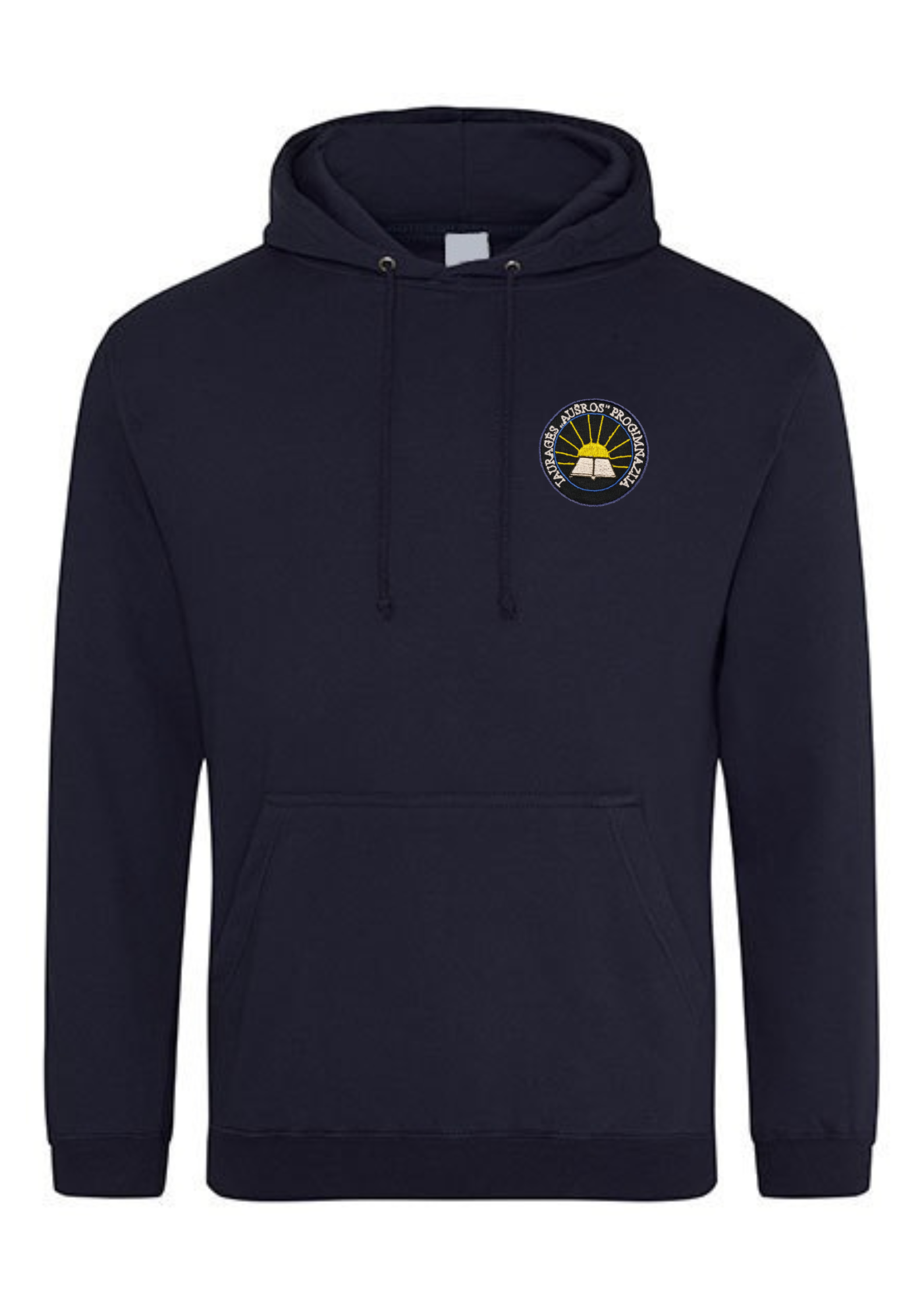 Džemperis su gobtuvu su užrašu