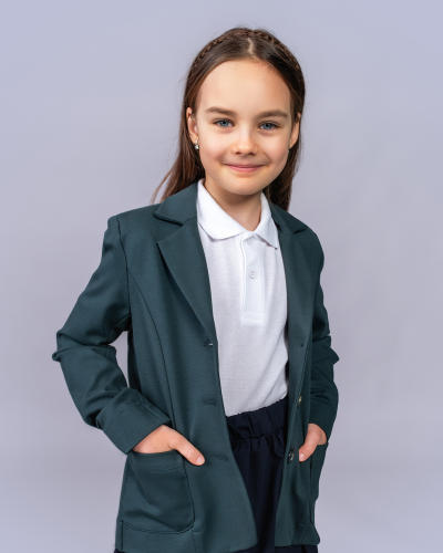 Trikotažinis švarkas mergaitei su emblema