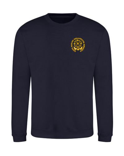 Džemperis be gobtuvo su užrašu