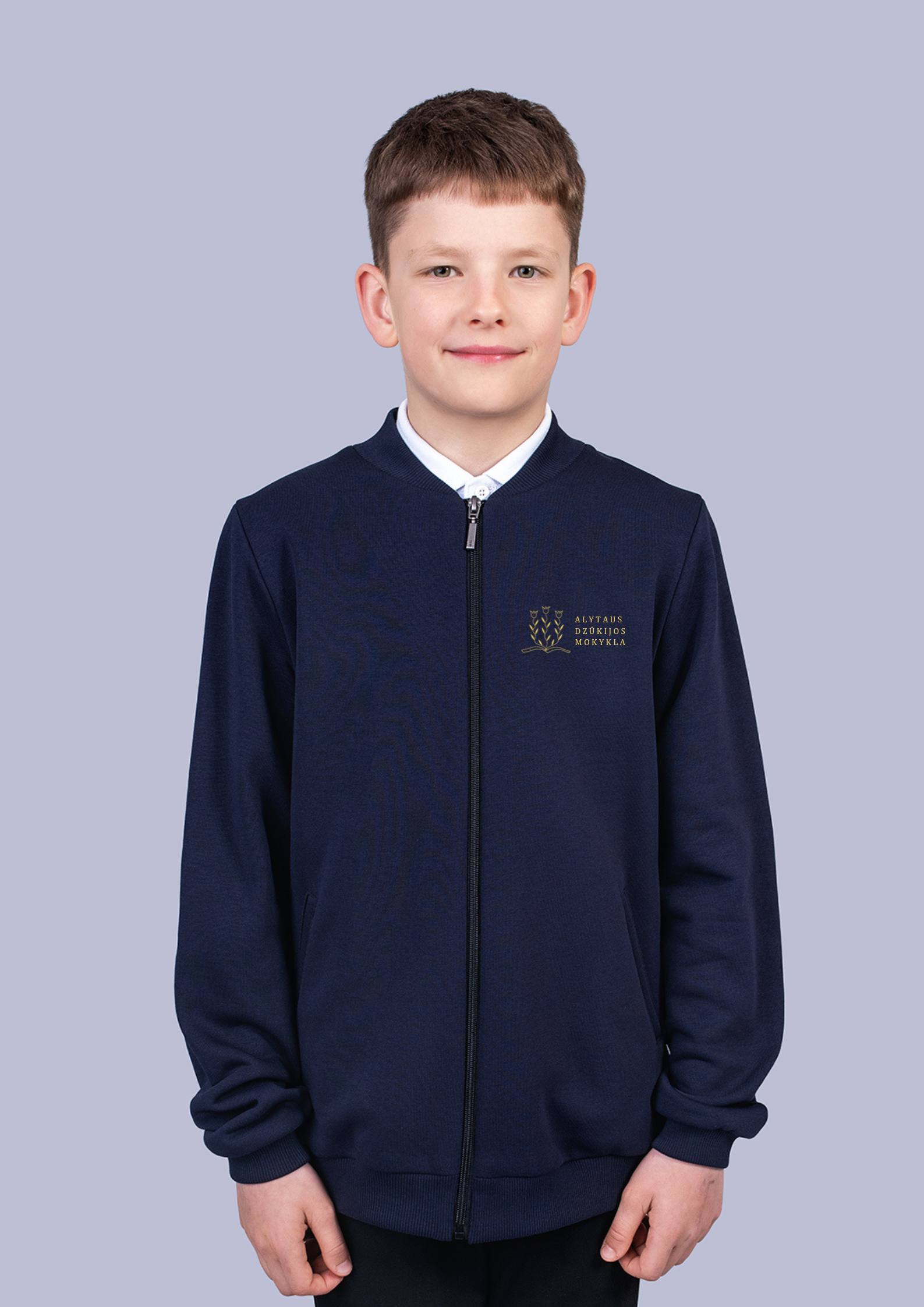 NAUJIENA Kilpinio trikotažo džemperis-4K su užrašu